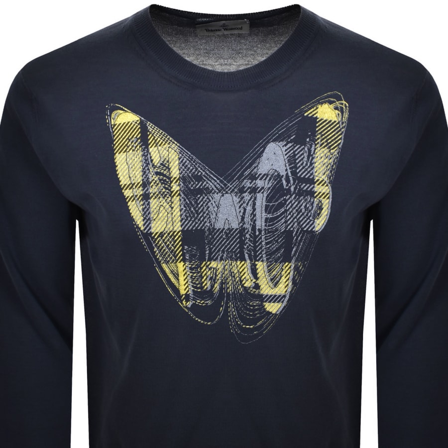 Image number 2 for Vivienne Westwood Knitted Chaos Jumper Navy