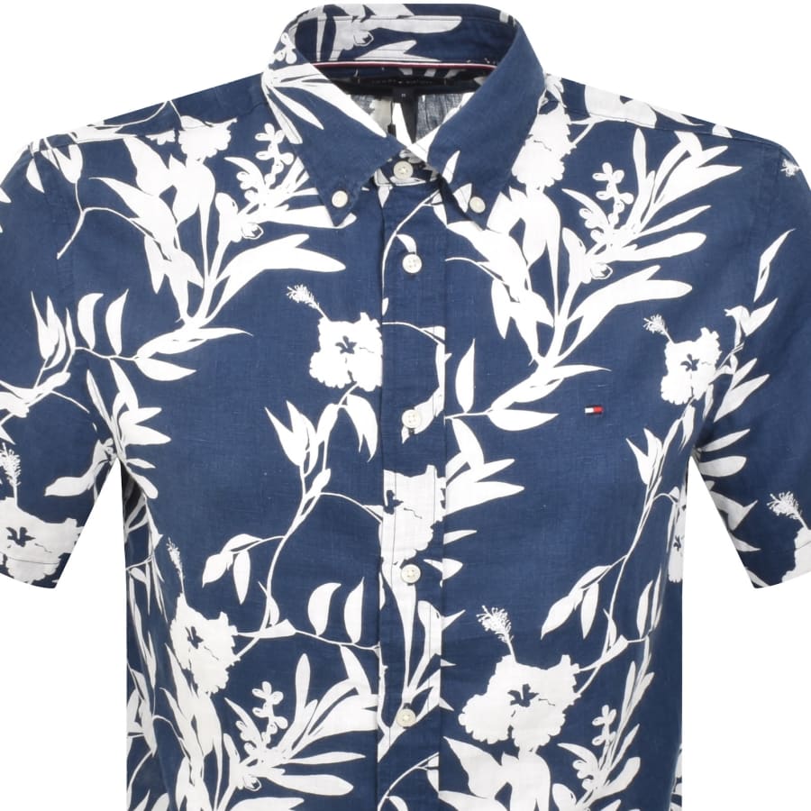 Image number 2 for Tommy Hilfiger Tropical Print Shirt Navy