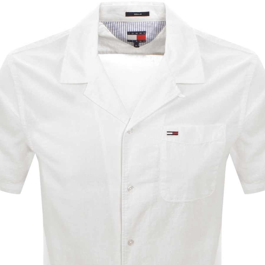 Image number 2 for Tommy Jeans Linen Camp Shirt Cream
