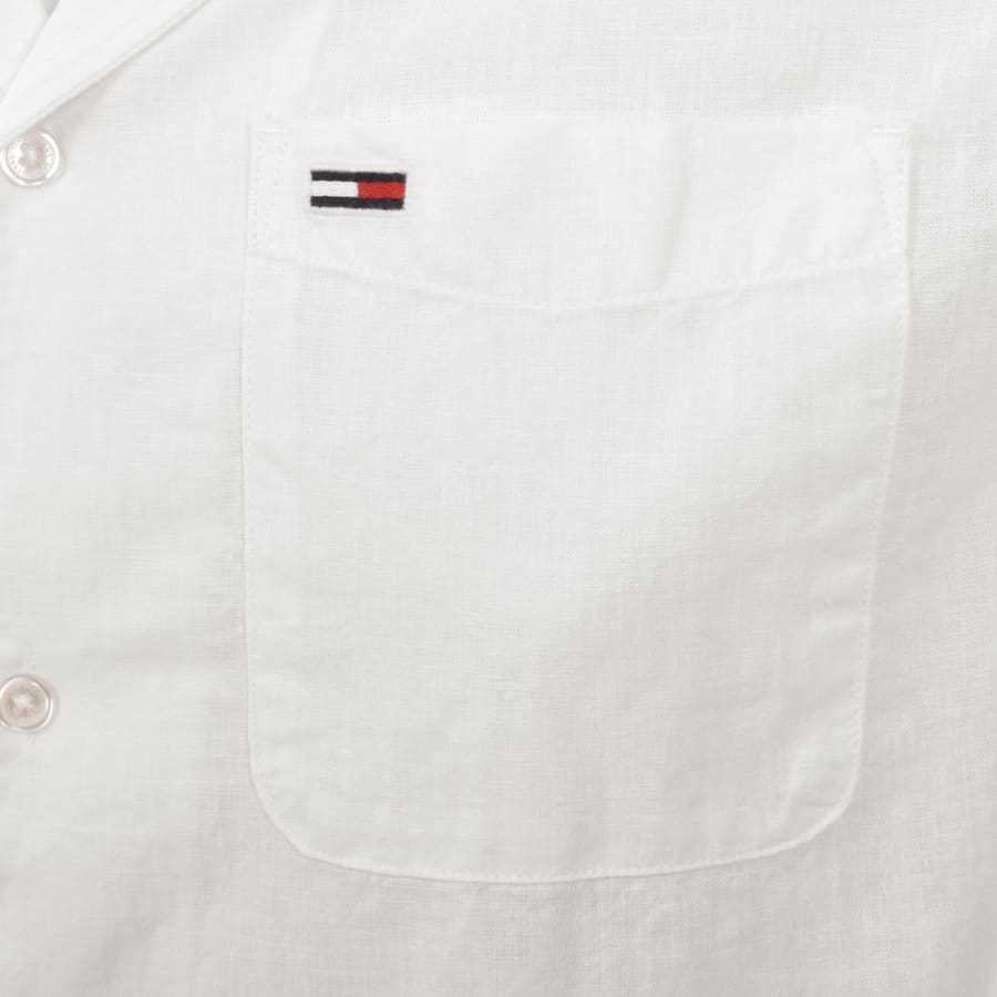 Image number 3 for Tommy Jeans Linen Camp Shirt Cream