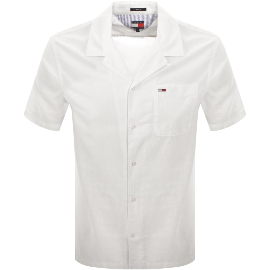 Image number 1 for Tommy Jeans Linen Camp Shirt Cream