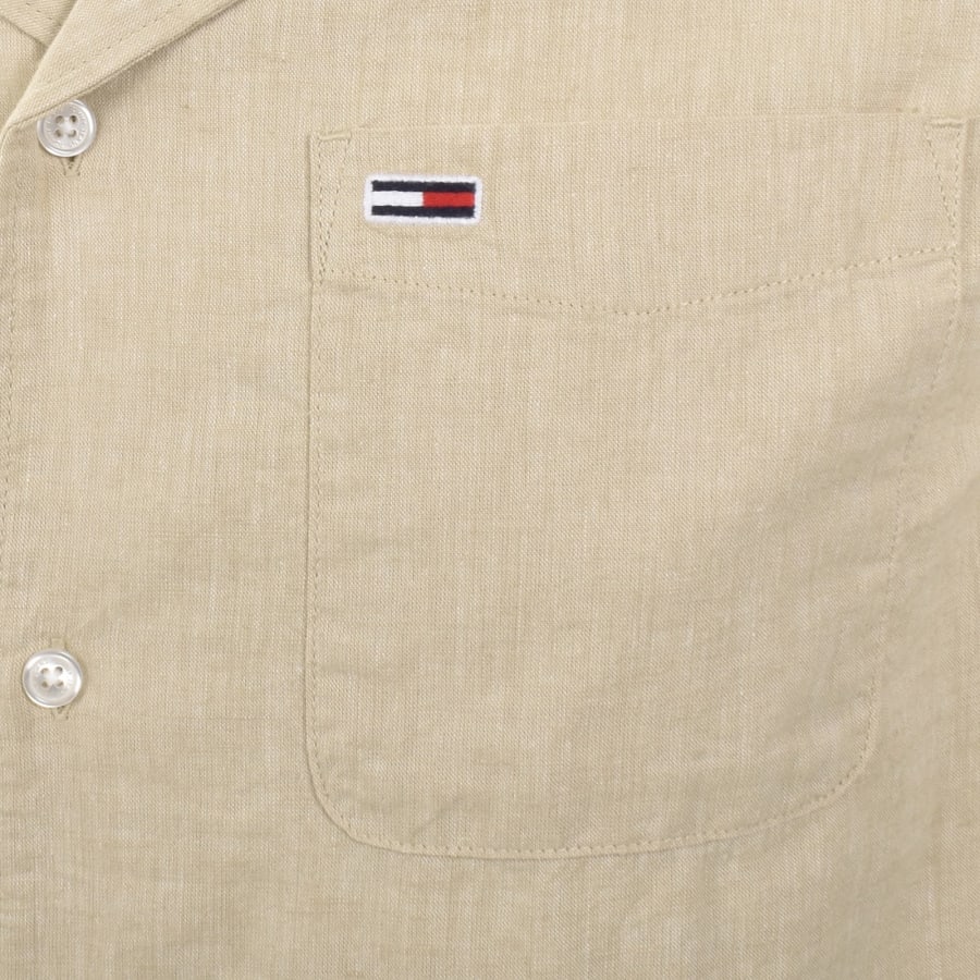 Image number 3 for Tommy Jeans Linen Camp Shirt Beige