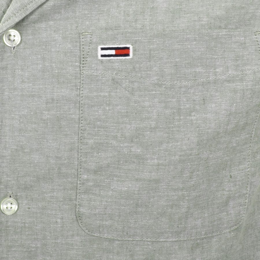 Image number 3 for Tommy Jeans Linen Camp Shirt Green