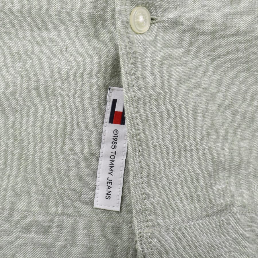 Image number 4 for Tommy Jeans Linen Camp Shirt Green