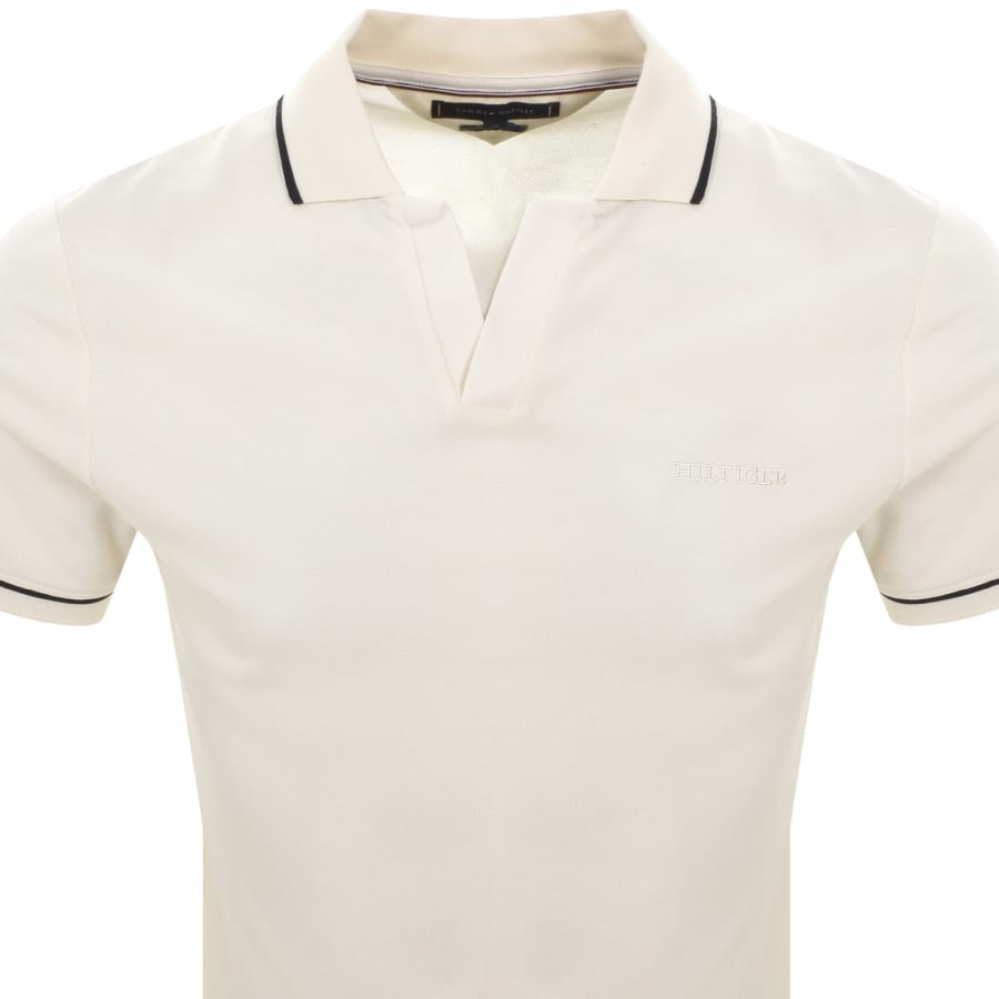 Image number 2 for Tommy Hilfiger Open Collar Polo T Shirt Cream