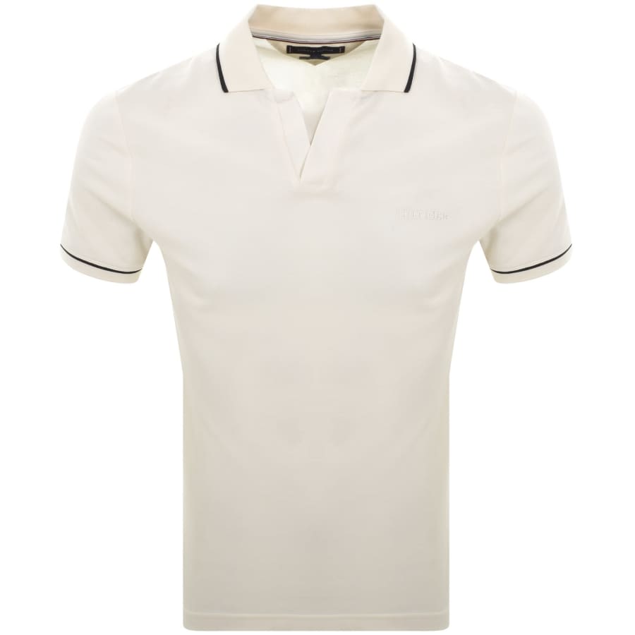 Image number 1 for Tommy Hilfiger Open Collar Polo T Shirt Cream
