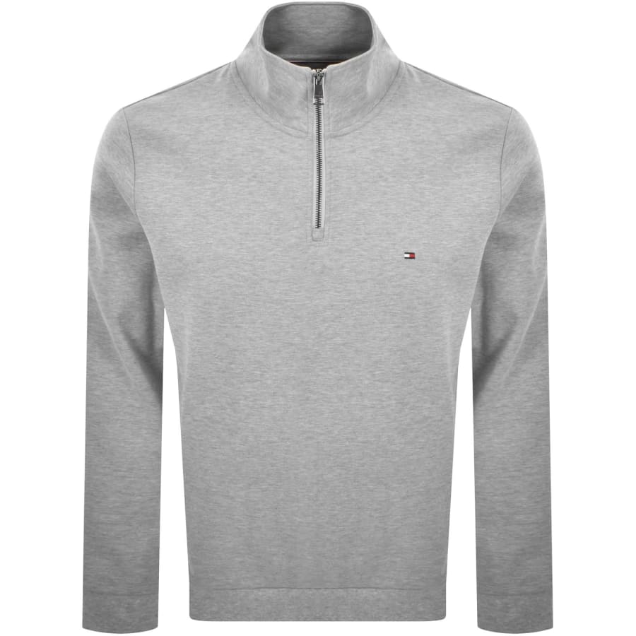 Image number 1 for Tommy Hilfiger Logo QZ Sweatshirt Grey