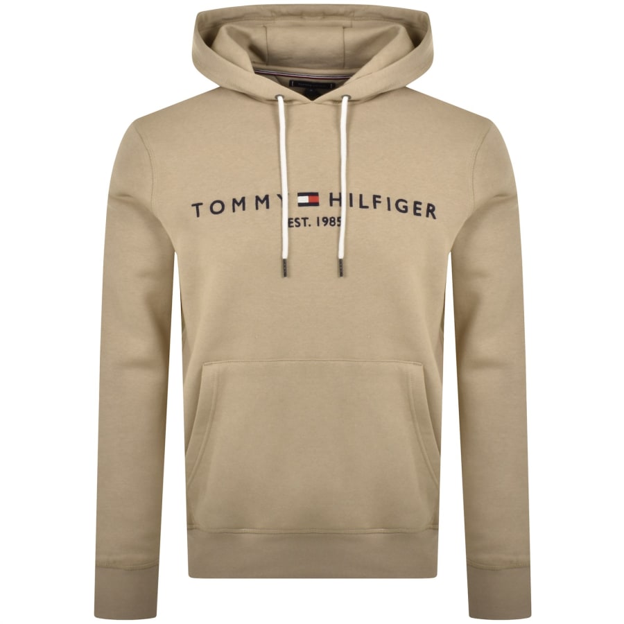 Image number 1 for Tommy Hilfiger Logo Hoodie Beige