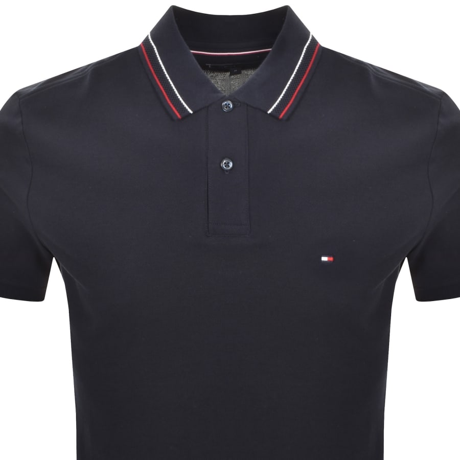 Image number 2 for Tommy Hilfiger Placket Interest Polo Navy