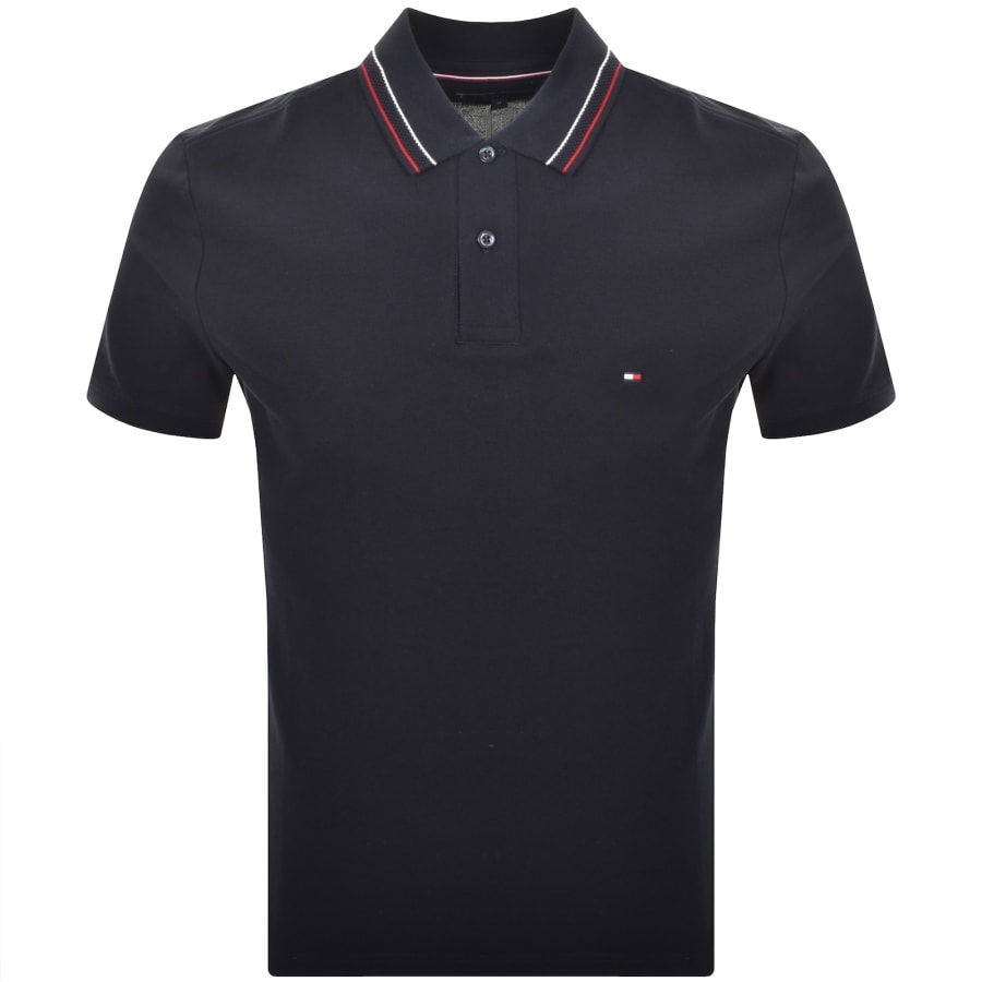 Image number 1 for Tommy Hilfiger Placket Interest Polo Navy