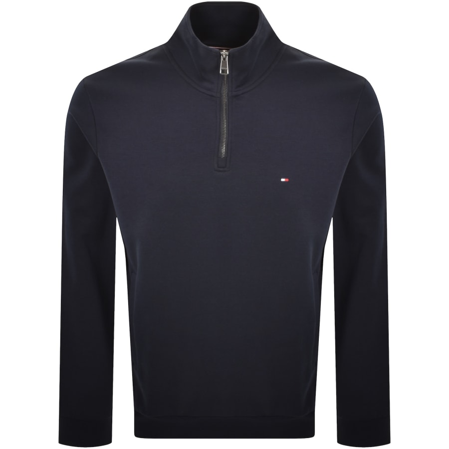 Image number 1 for Tommy Hilfiger Logo QZ Sweatshirt Navy