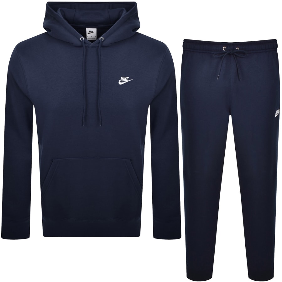 Image number 1 for Nike Club Hooded Tracksuit Navy
