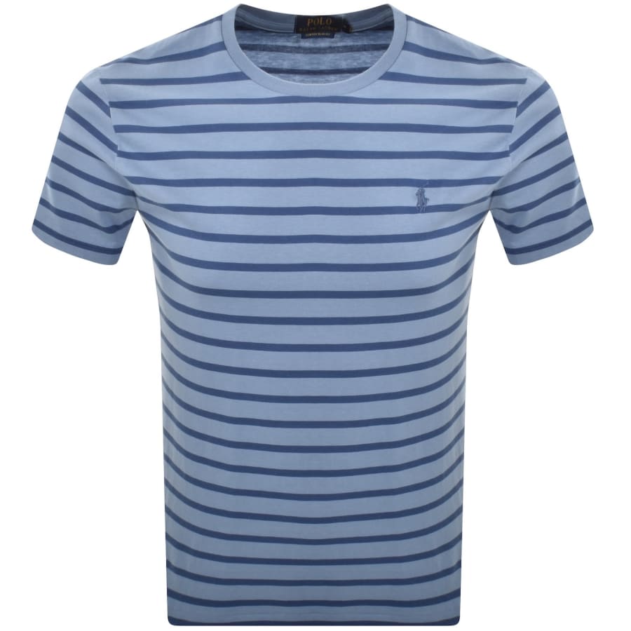 Image number 1 for Ralph Lauren Stripe T Shirt Blue