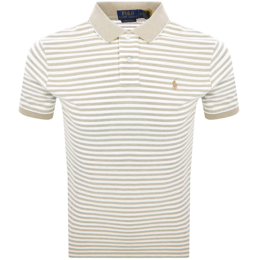 Image number 1 for Ralph Lauren Custom Slim Polo T Shirt Beige