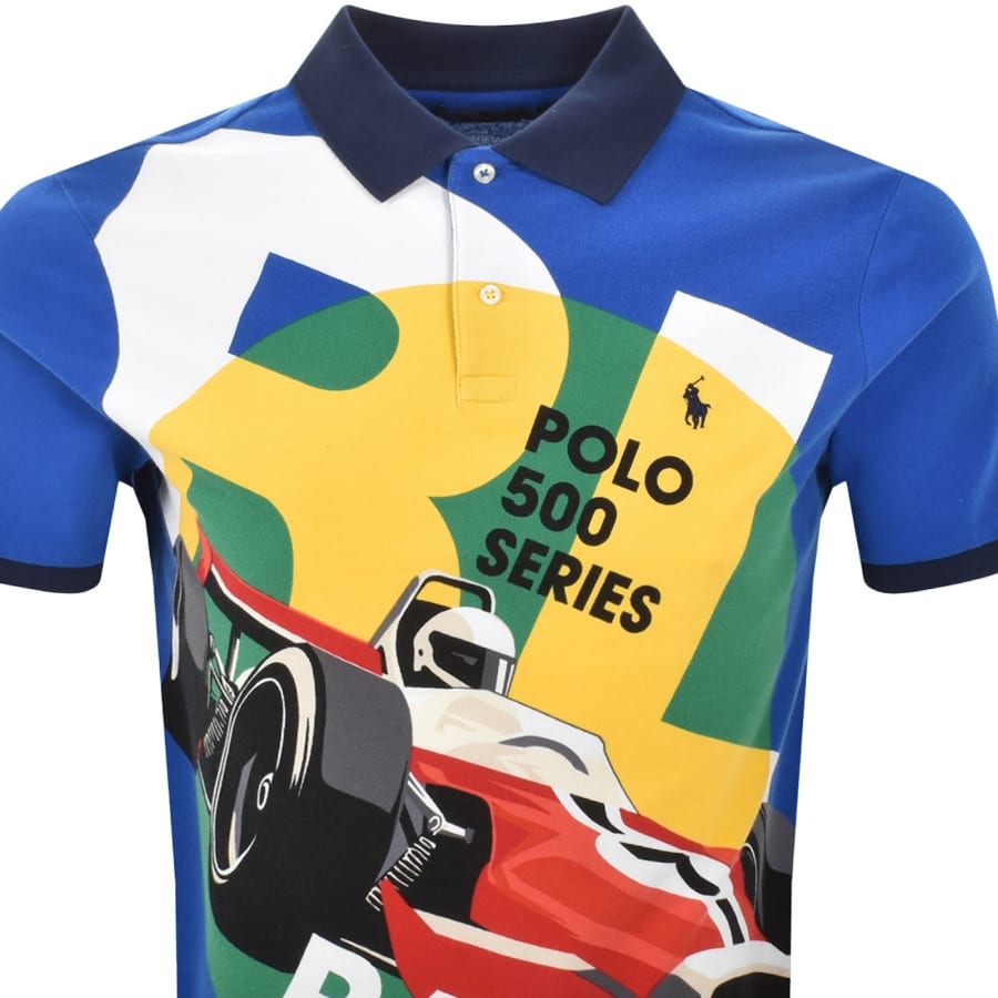 Image number 2 for Ralph Lauren Racing Poster Polo T Shirt Blue
