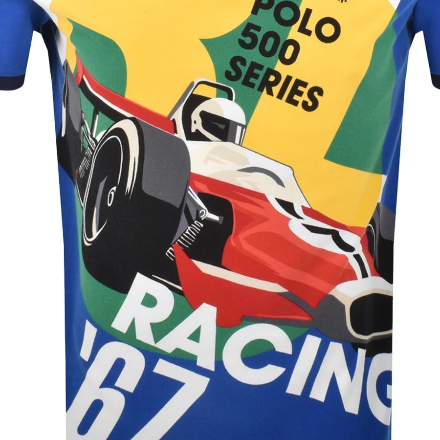 Image number 4 for Ralph Lauren Racing Poster Polo T Shirt Blue