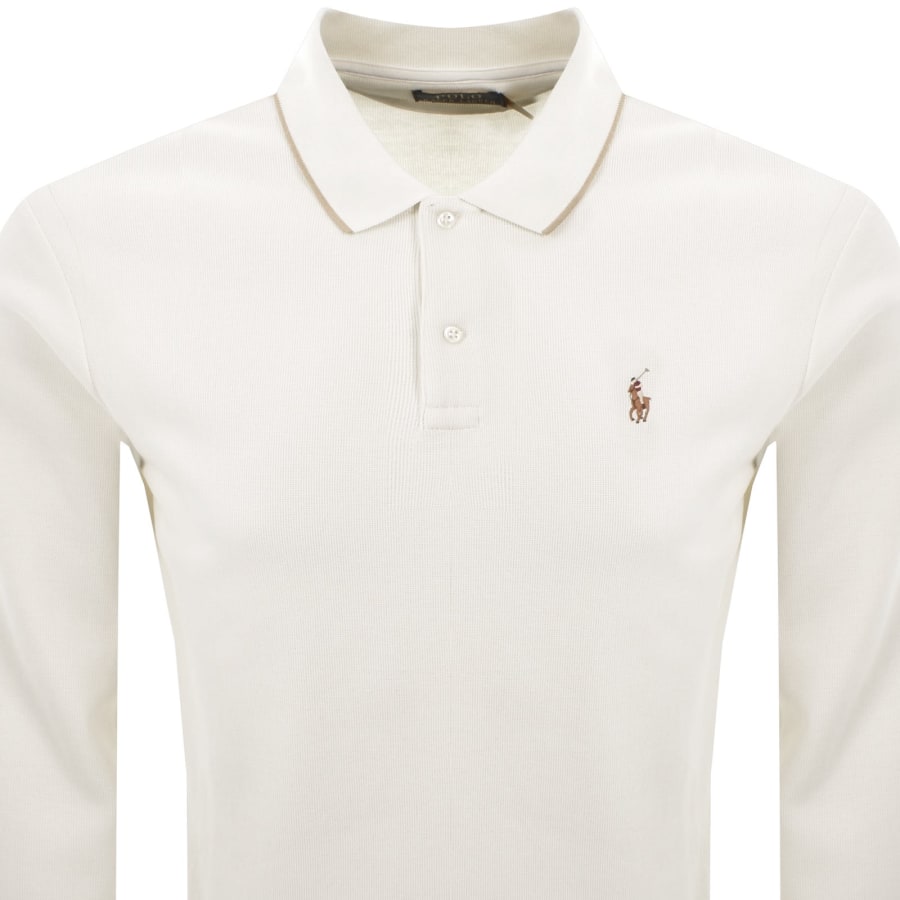 Image number 2 for Ralph Lauren Long Sleeve Polo T Shirt Cream