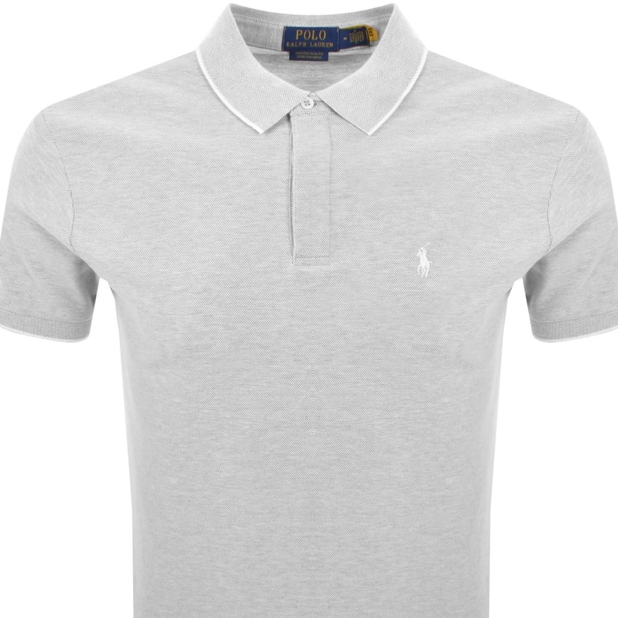 Image number 2 for Ralph Lauren Custom Slim Polo T Shirt Grey