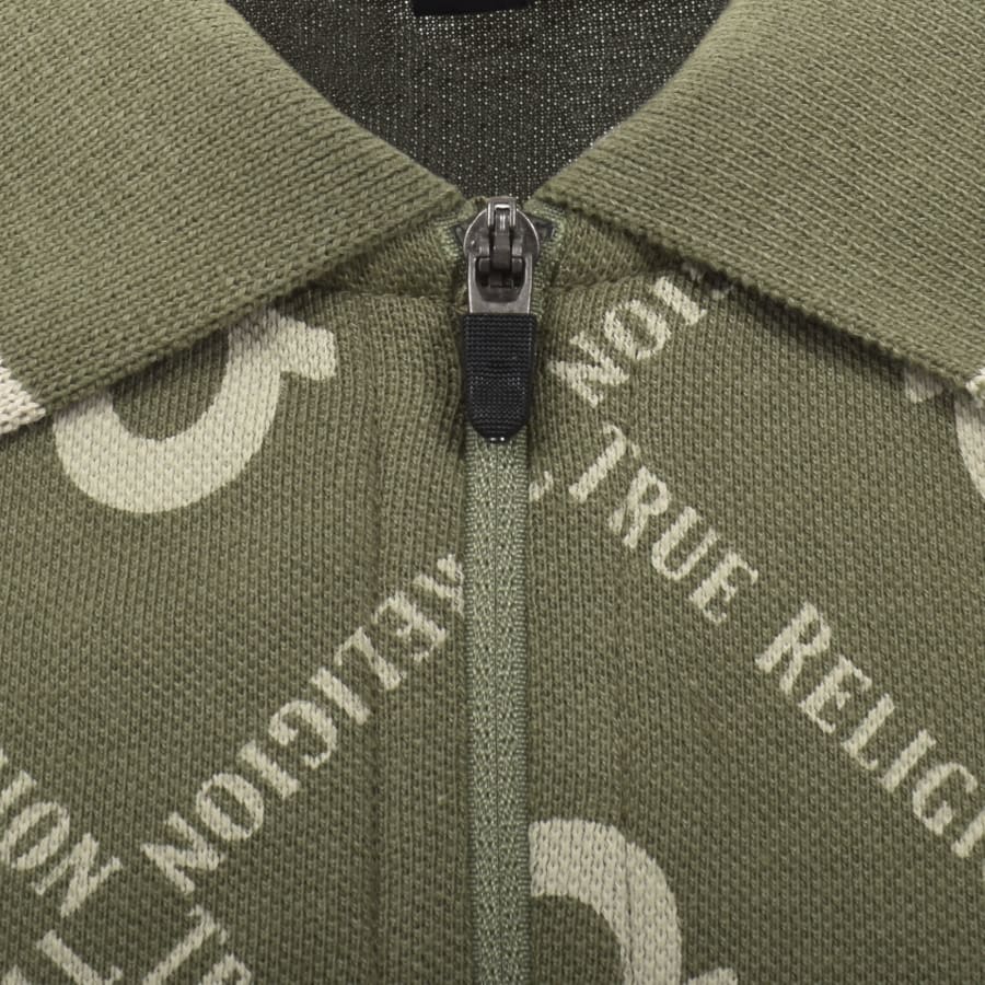 Image number 4 for True Religion AOP Zip Polo Green