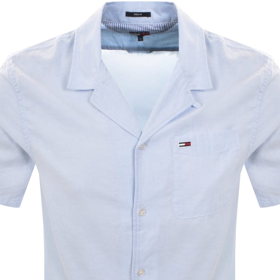 Image number 2 for Tommy Jeans Linen Camp Shirt Blue