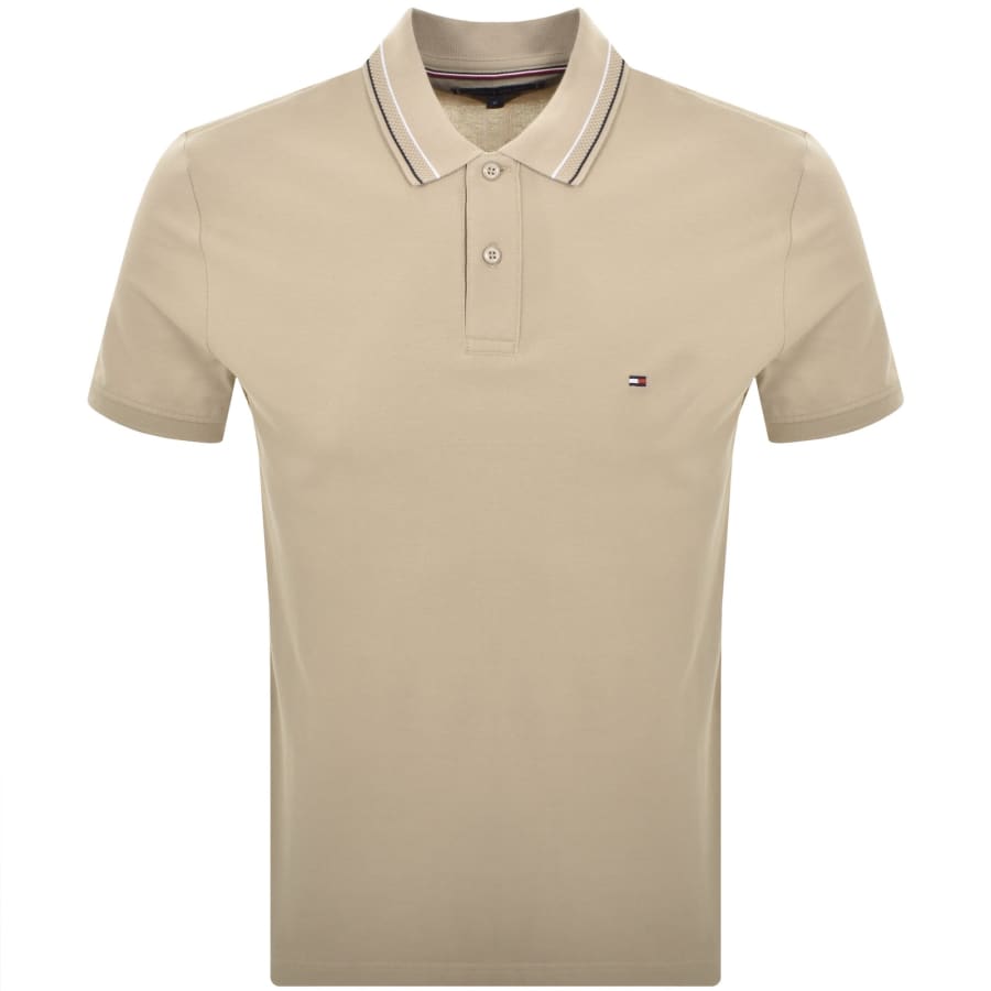 Image number 1 for Tommy Hilfiger Placket Interest Polo Beige