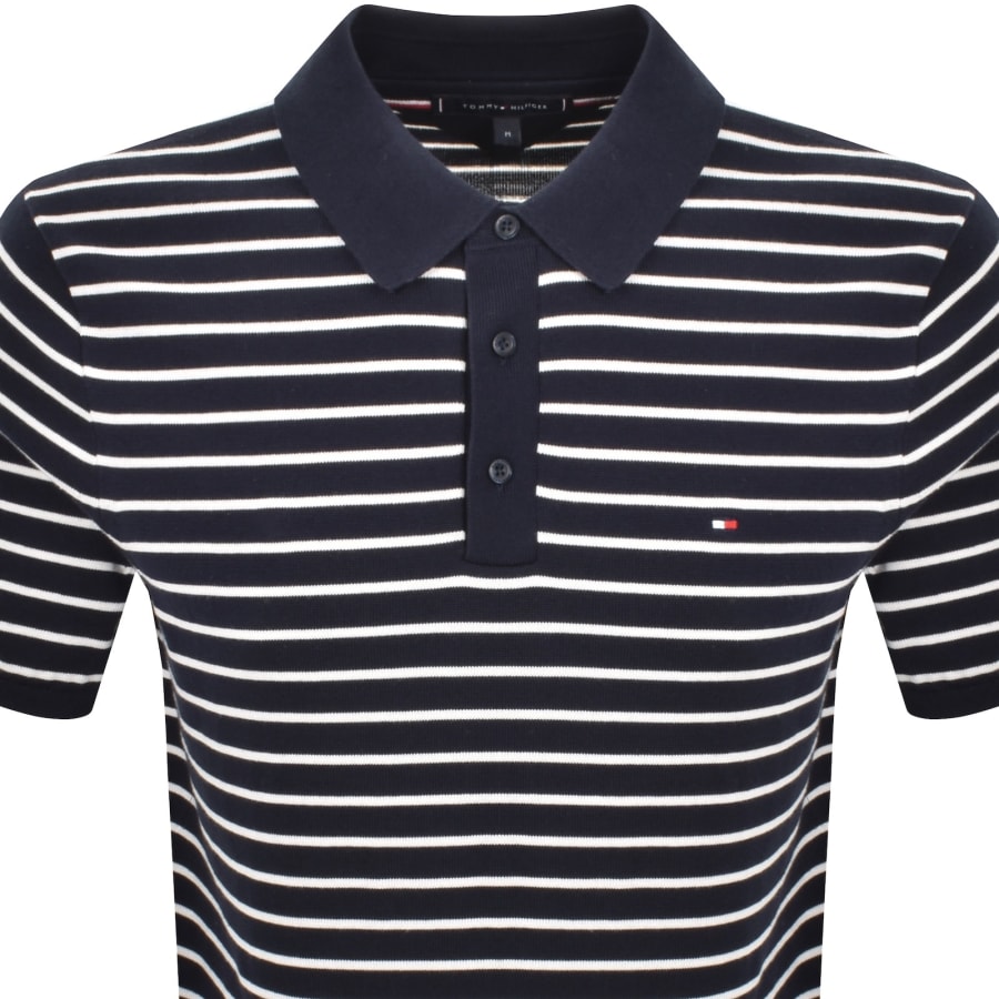 Image number 2 for Tommy Hilfiger Knit Striped Polo T Shirt Navy
