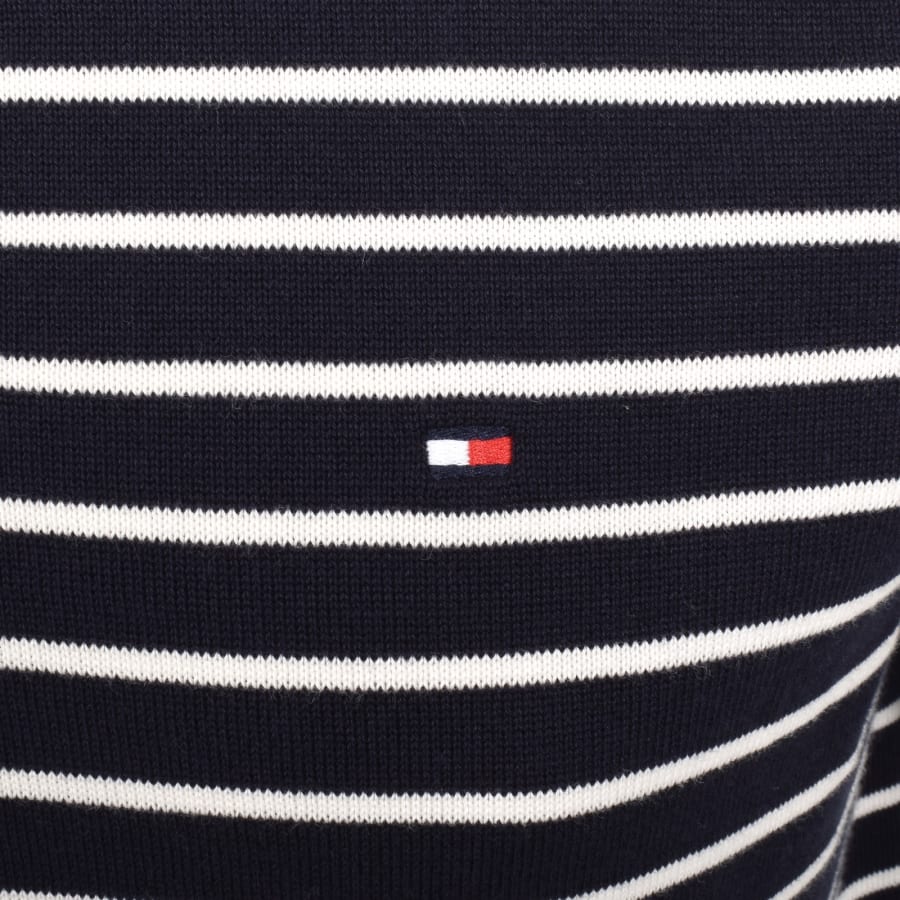 Image number 3 for Tommy Hilfiger Knit Striped Polo T Shirt Navy