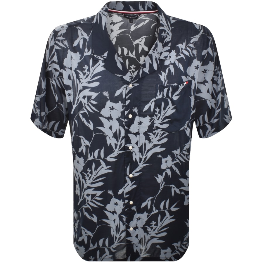 Image number 1 for Tommy Hilfiger Bowling Short Sleeve Shirt Navy