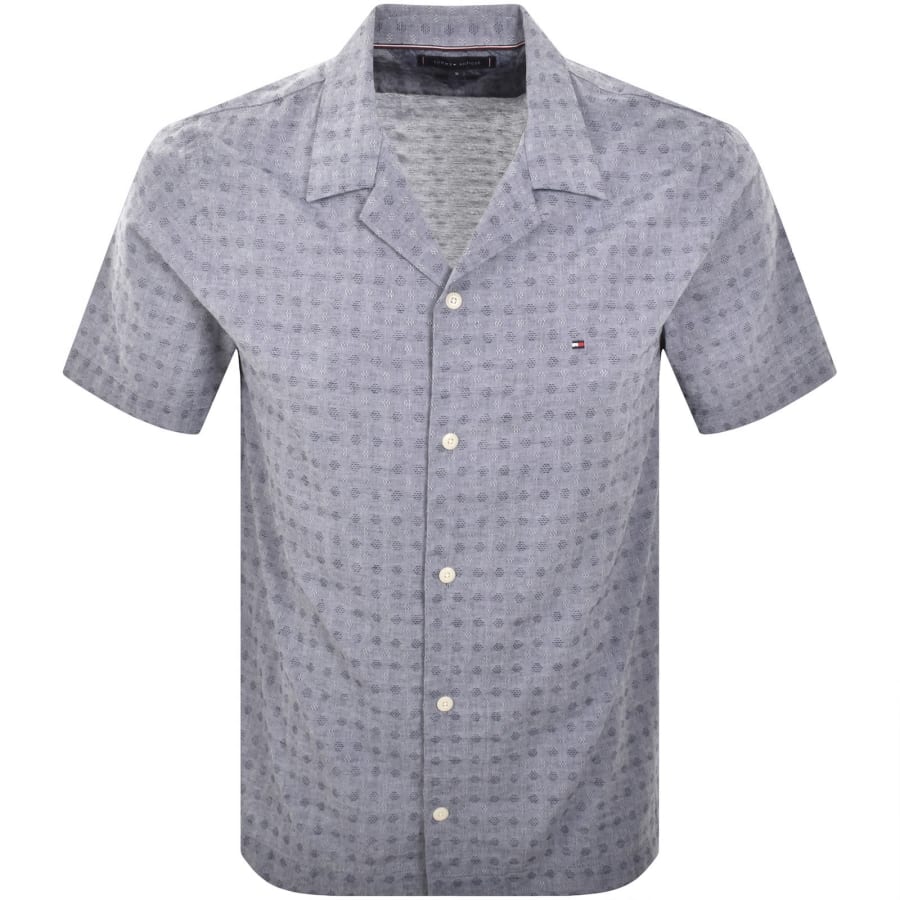Image number 1 for Tommy Hilfiger Dobby Short Sleeve Shirt Navy