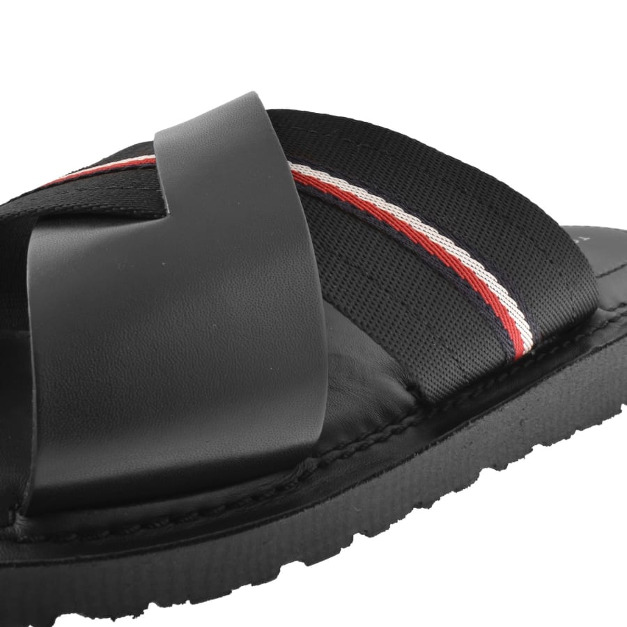 Image number 4 for Tommy Hilfiger Leather Sandals Black