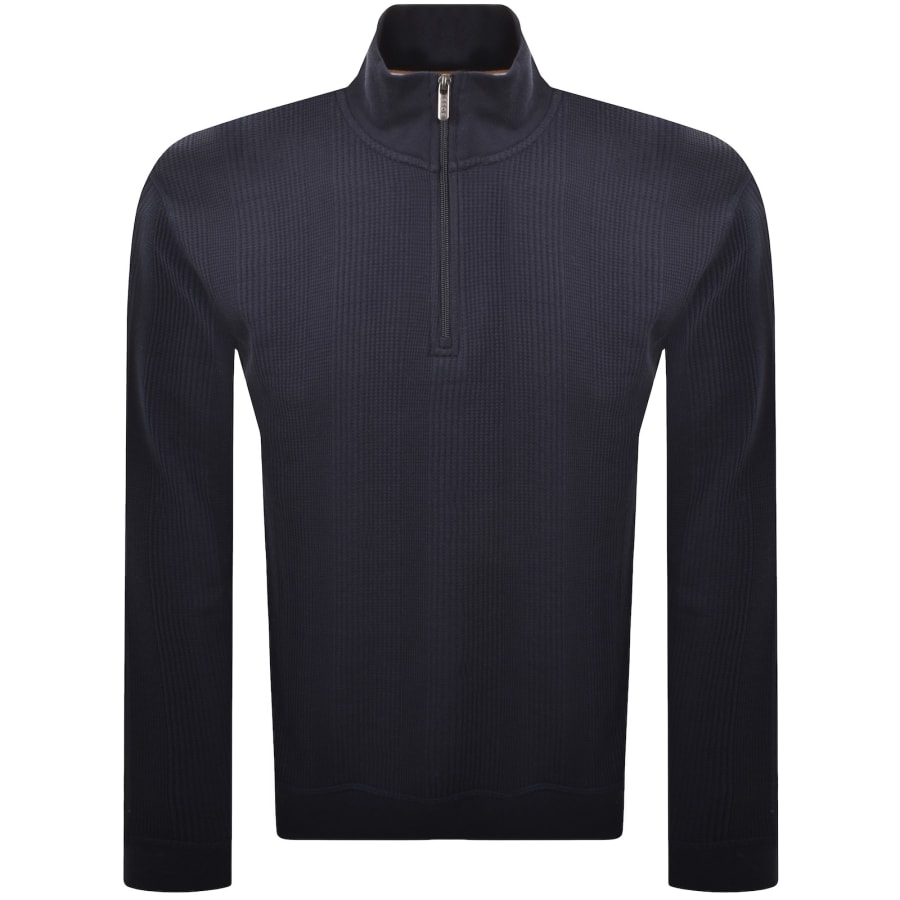 Image number 1 for BOSS Structure Quarter Zip Sweatshirt Navy