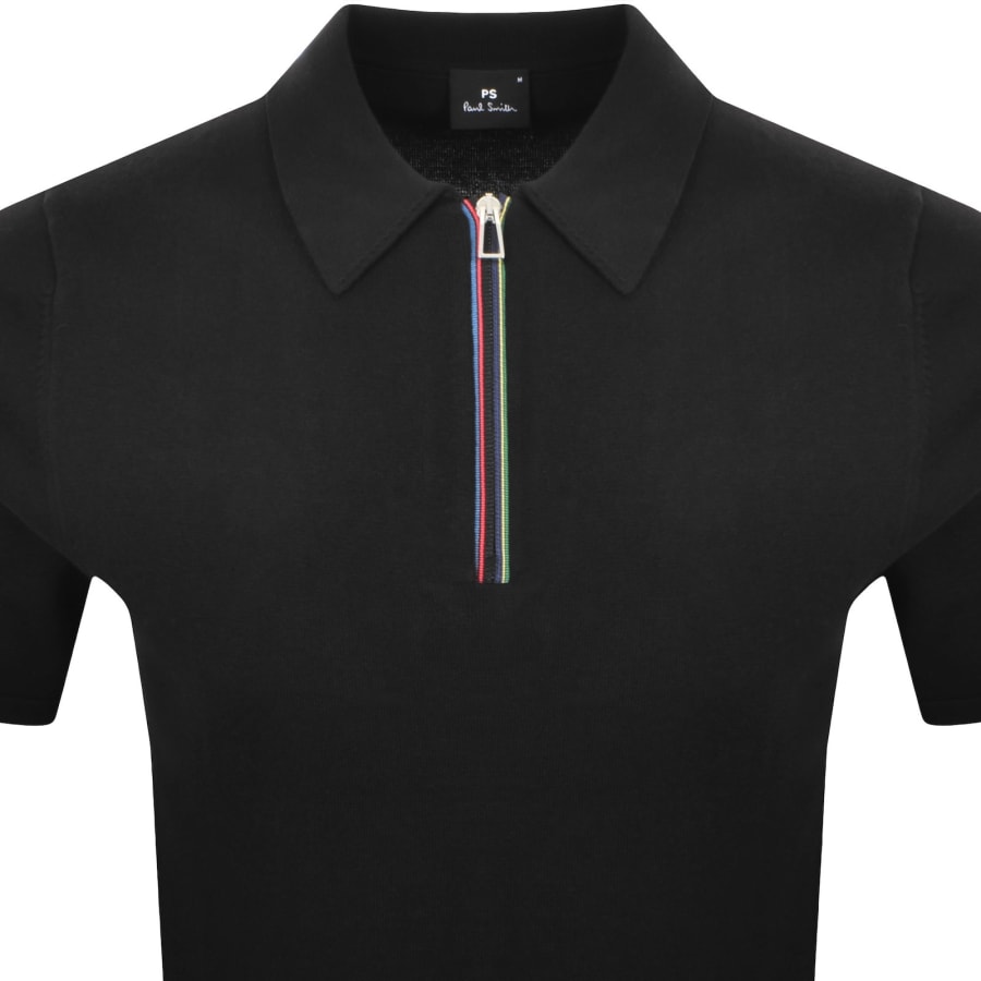 Image number 2 for Paul Smith Half Zip Polo T Shirt Black