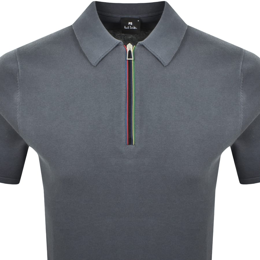 Image number 2 for Paul Smith Half Zip Polo T Shirt Grey
