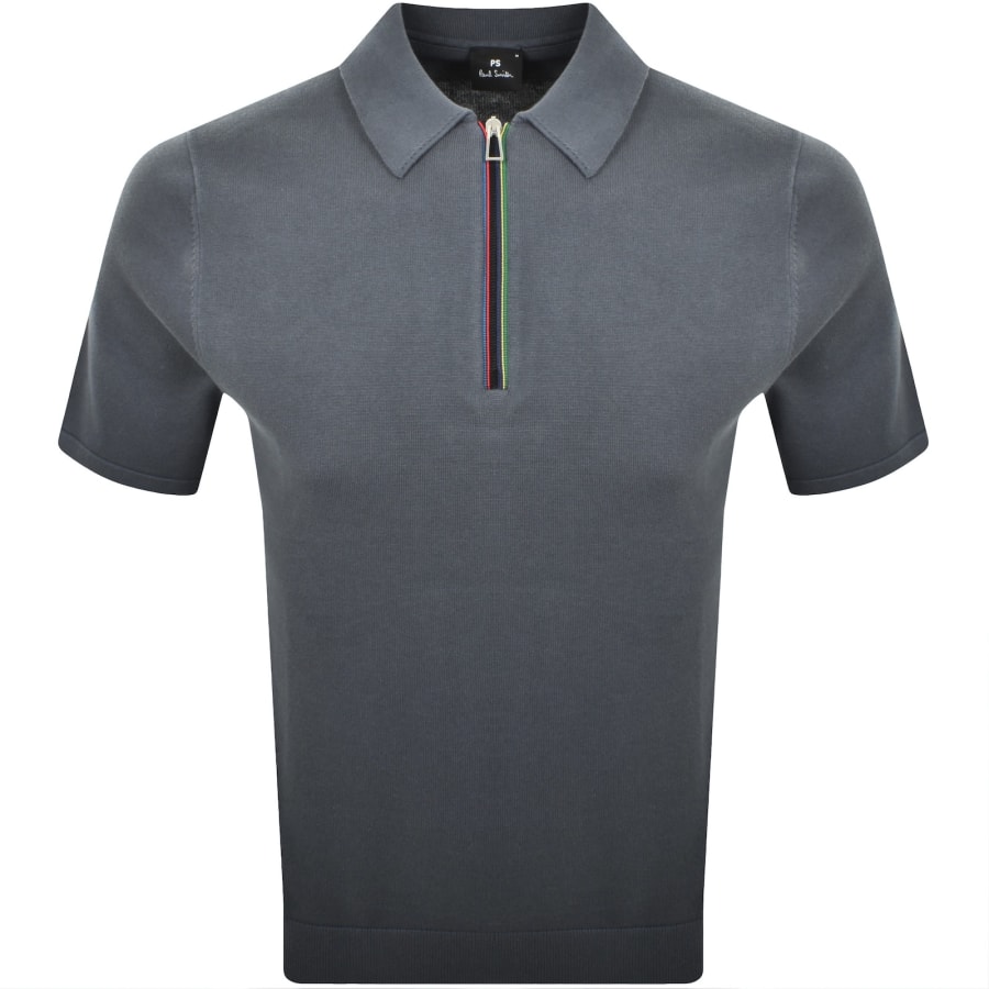 Image number 1 for Paul Smith Half Zip Polo T Shirt Grey