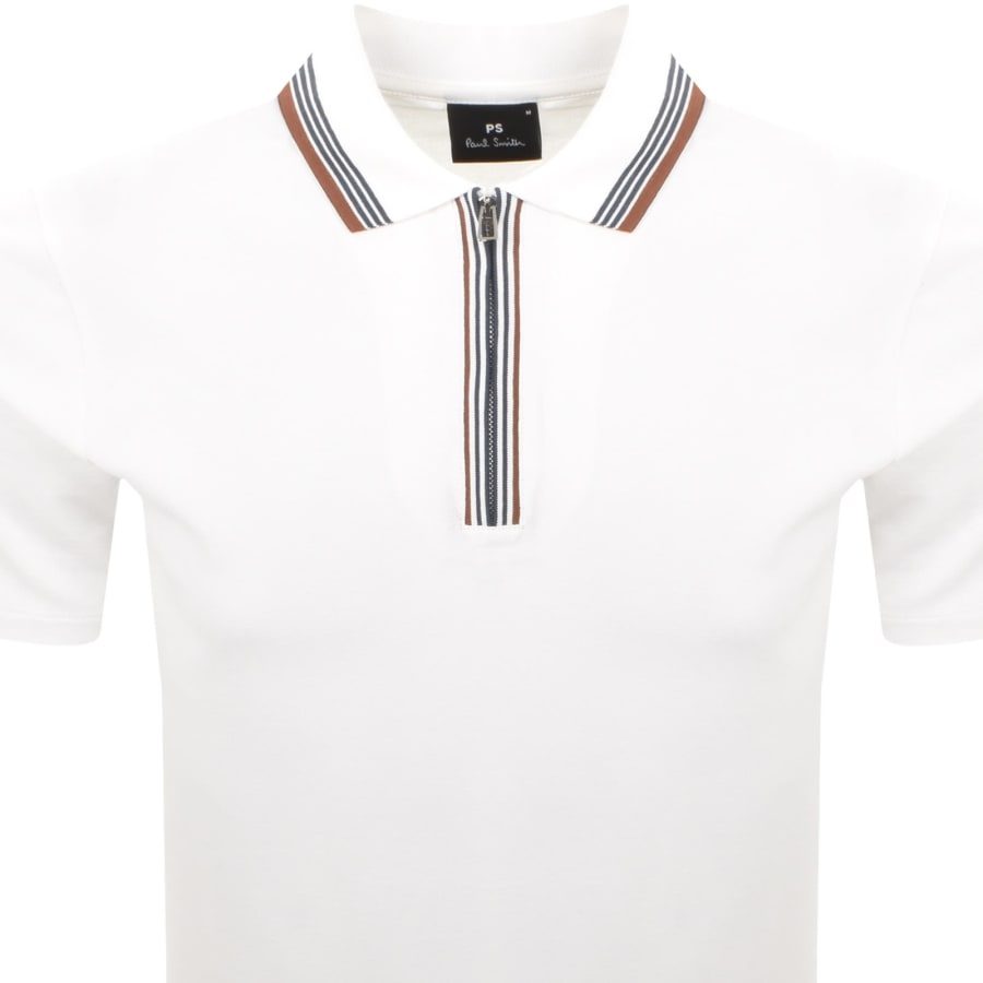 Image number 2 for Paul Smith Half Zip Polo T Shirt White