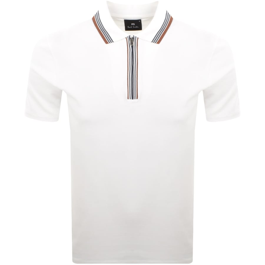 Image number 1 for Paul Smith Half Zip Polo T Shirt White