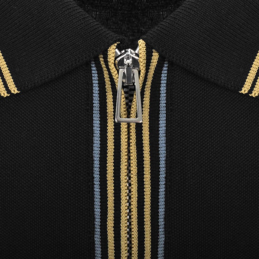 Image number 3 for Paul Smith Half Zip Polo T Shirt Black