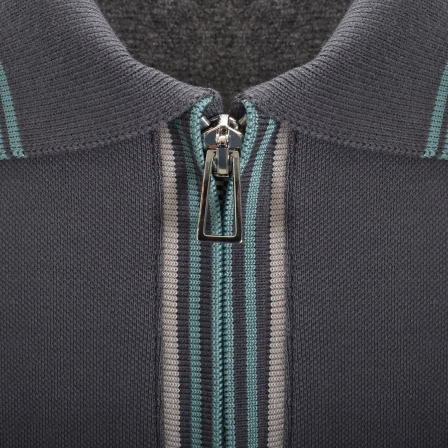 Image number 3 for Paul Smith Half Zip Polo T Shirt Grey