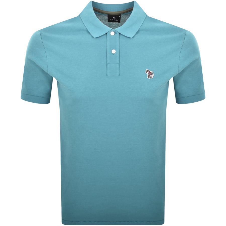 Image number 1 for Paul Smith Logo Badge Polo T Shirt Blue