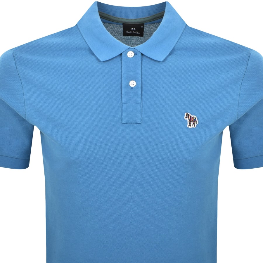 Image number 2 for Paul Smith Logo Badge Polo T Shirt Blue