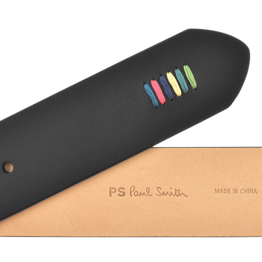 Image number 4 for Paul Smith Stitch Leather Belt Black