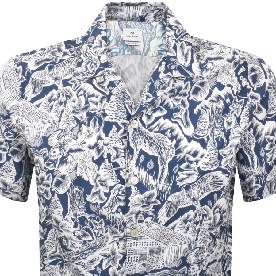 Image number 2 for Paul Smith Casual Fit Short Sleeved Shirt Blue