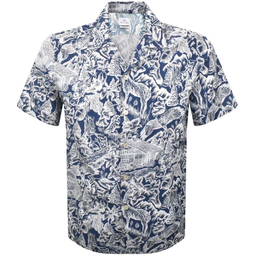 Image number 1 for Paul Smith Casual Fit Short Sleeved Shirt Blue