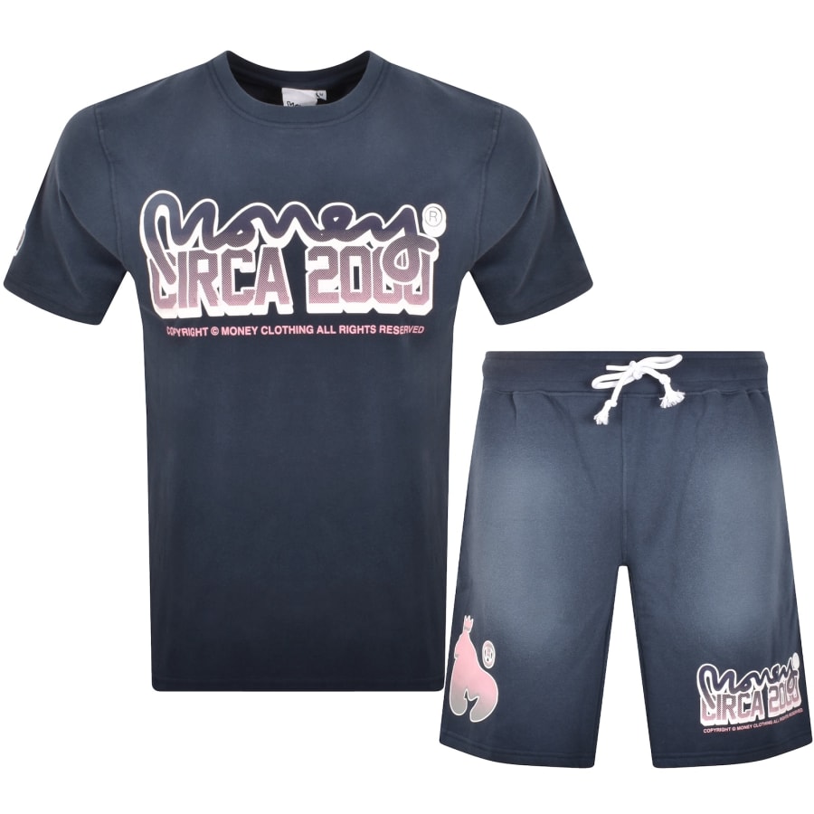 Image number 1 for Money Circa Fade T Shirt Short Set Blue