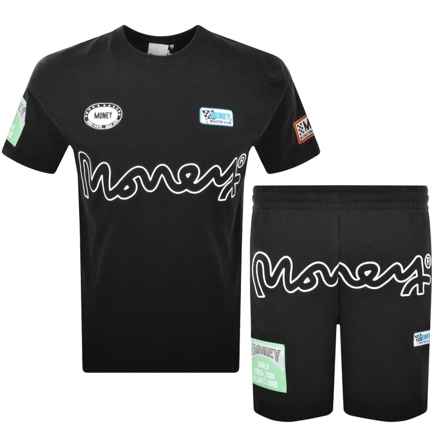 Image number 1 for Money Patch T Shirt And Short Set Black