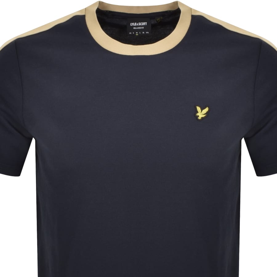 Image number 2 for Lyle And Scott Contrast Taped T Shirt Navy