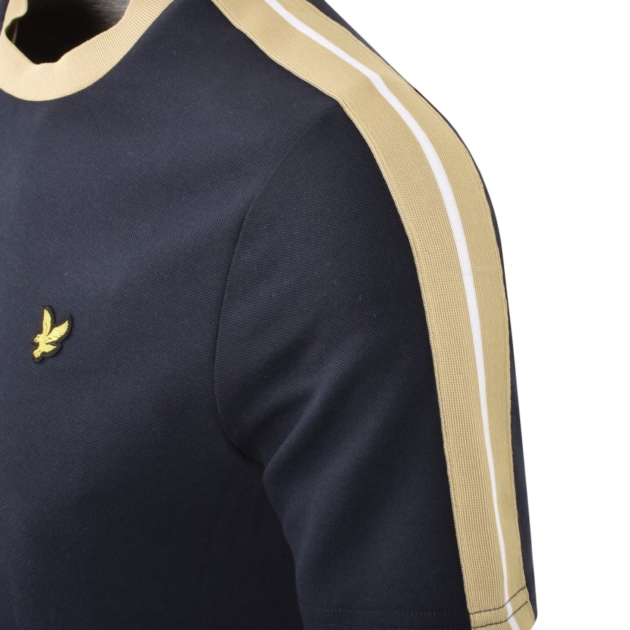 Image number 4 for Lyle And Scott Contrast Taped T Shirt Navy