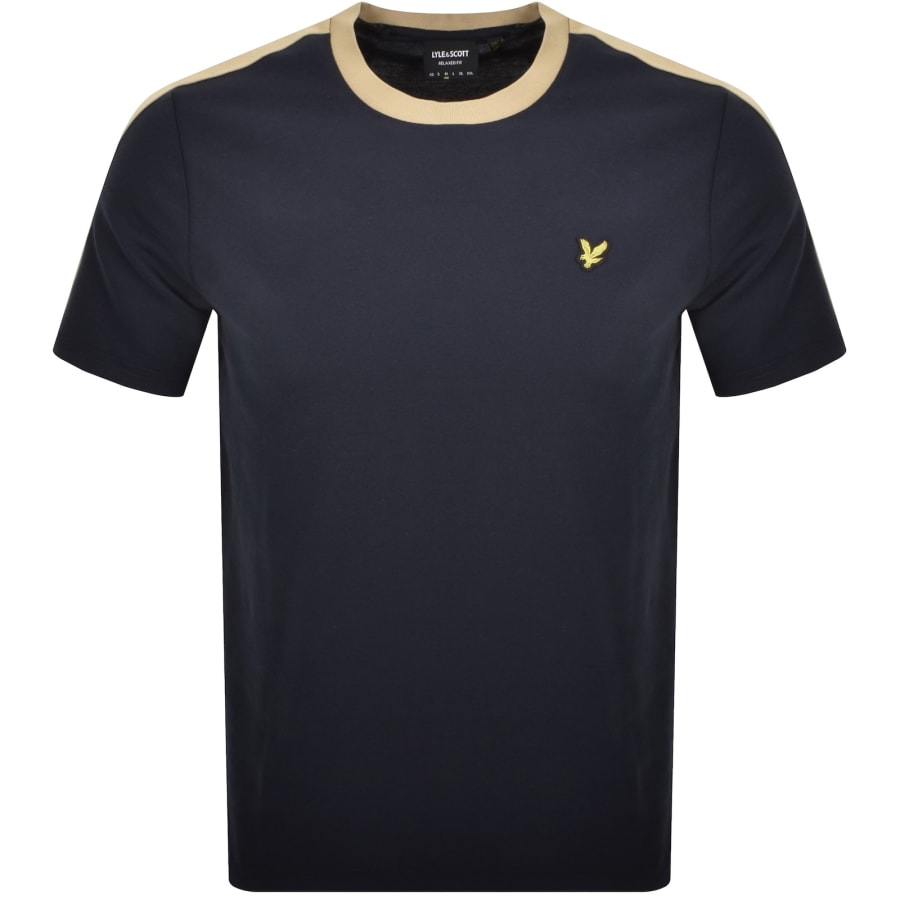 Image number 1 for Lyle And Scott Contrast Taped T Shirt Navy