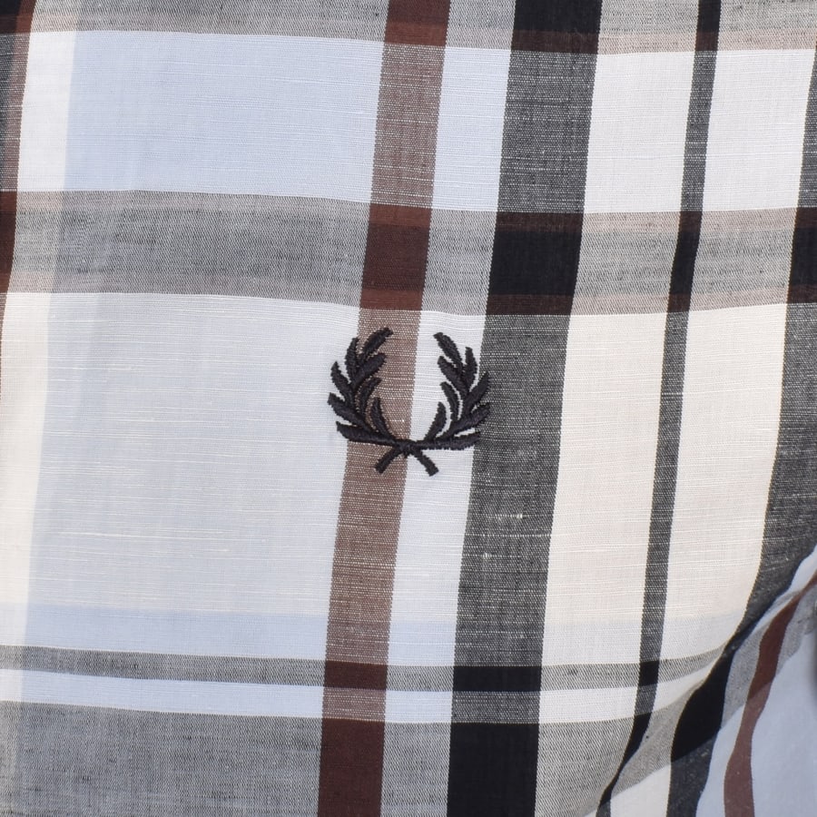 Image number 3 for Fred Perry Short Sleeved Madras Check Shirt Blue