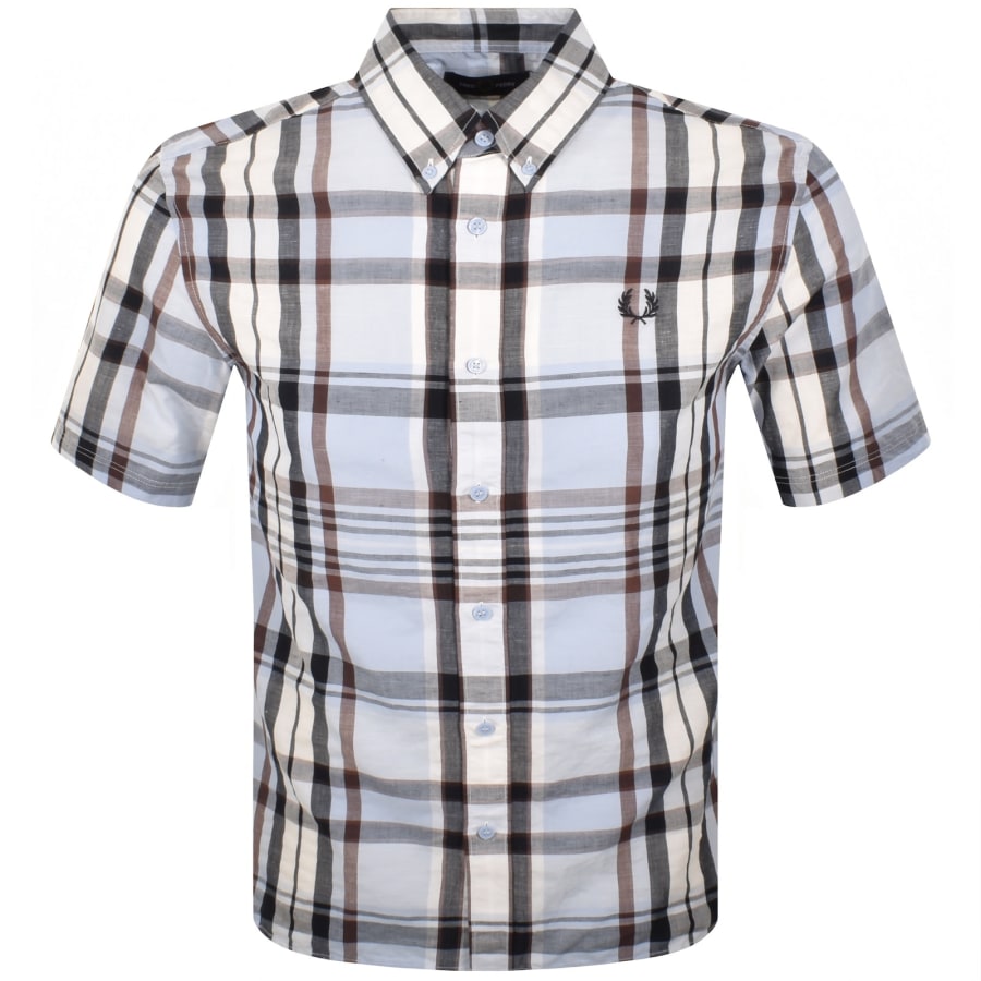 Image number 1 for Fred Perry Short Sleeved Madras Check Shirt Blue